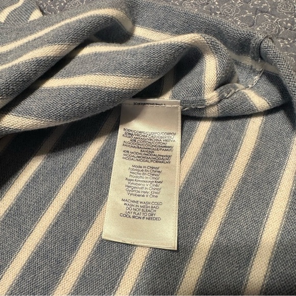 Chaps Sweater Blue & White Boat Neck Long Sleeves Coastal Prep Nautical Size XXL - Picture 8 of 11